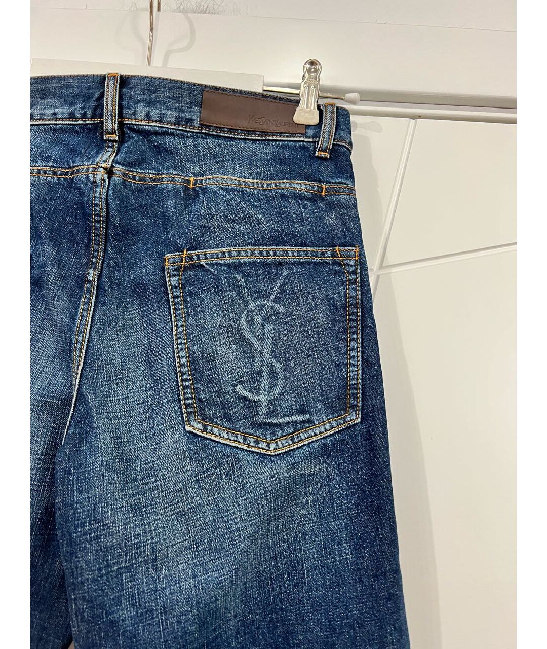 YVES SAINT LAURENT VINTAGE Синие хлопковые джинсы, фото 4