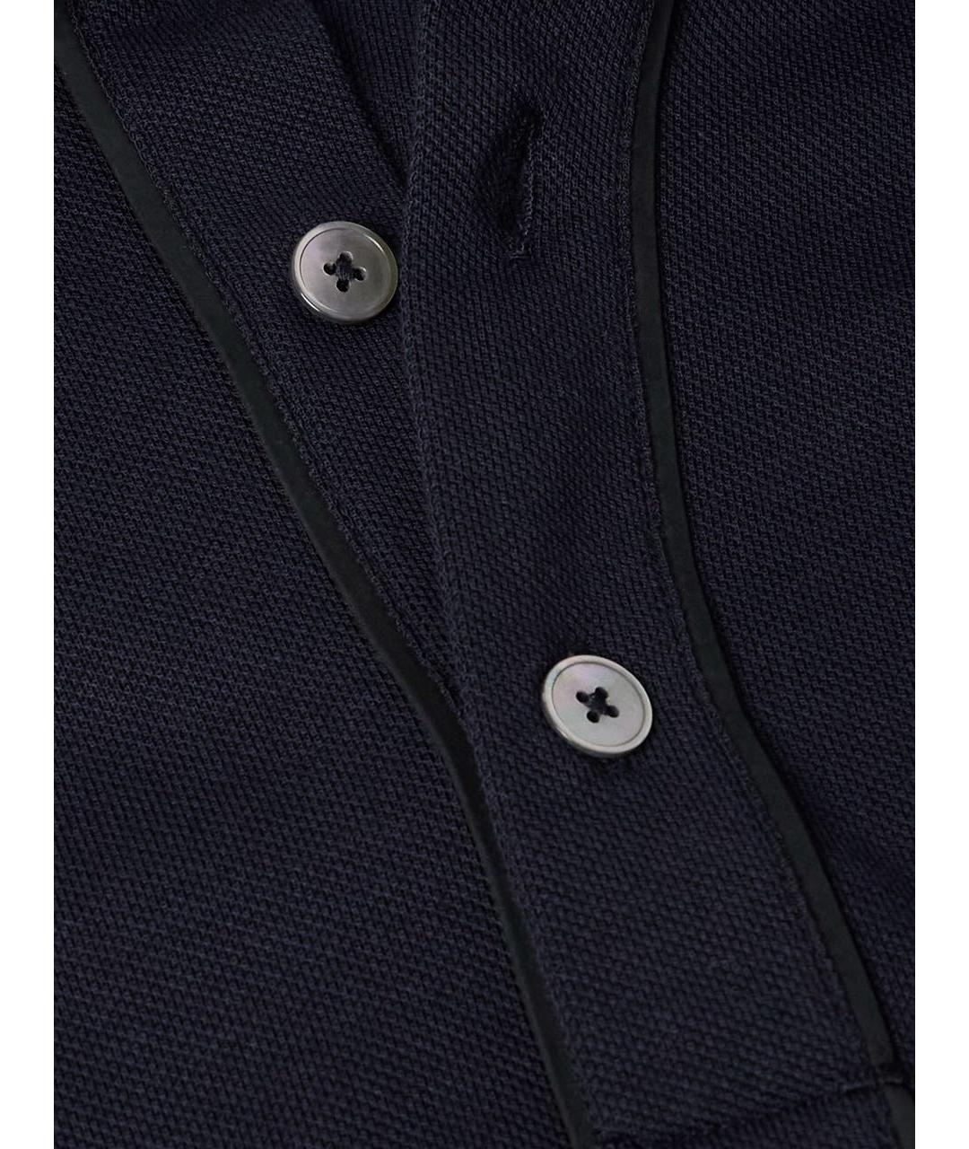 ZEGNA Темно-синее хлопковое поло с длинным рукавом, фото 4