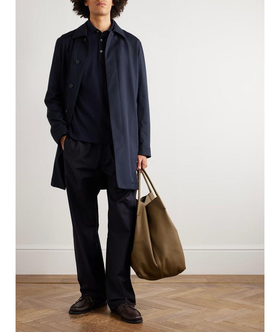 ZEGNA Темно-синее хлопковое поло с длинным рукавом, фото 5