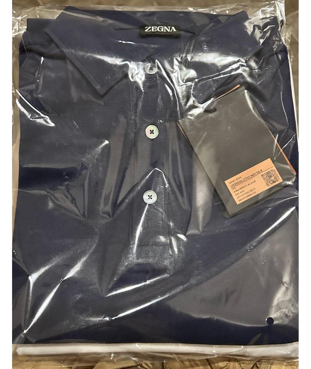 ZEGNA Темно-синее хлопковое поло с длинным рукавом, фото 6