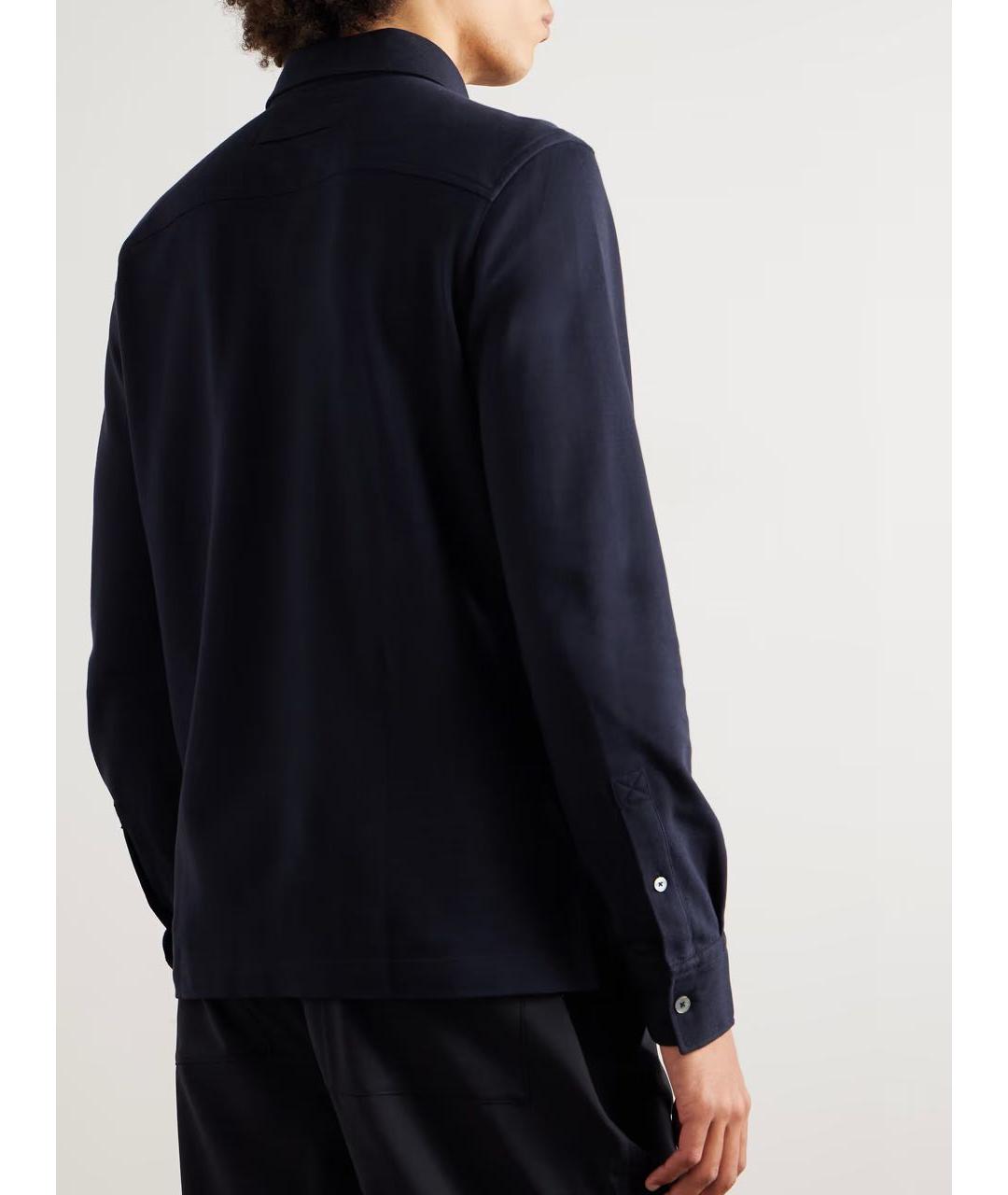 ZEGNA Темно-синее хлопковое поло с длинным рукавом, фото 3