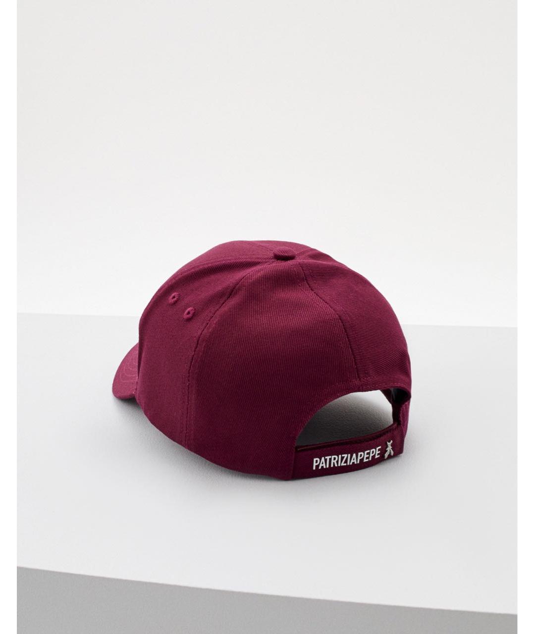 PATRIZIA PEPE Бордовая хлопковая кепка, фото 2