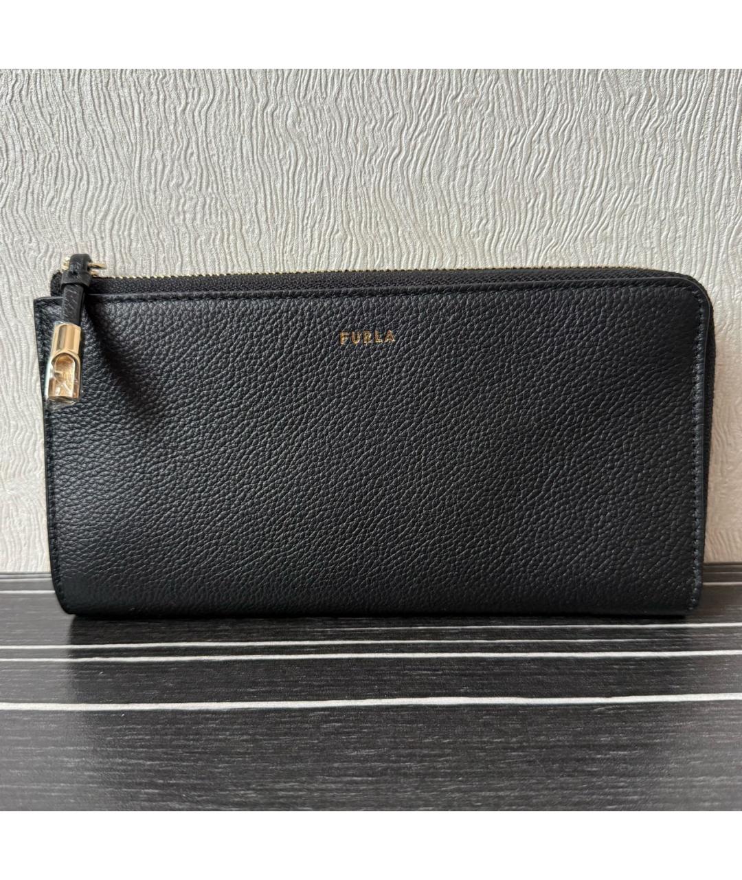 FURLA Черный кожаный кошелек, фото 6