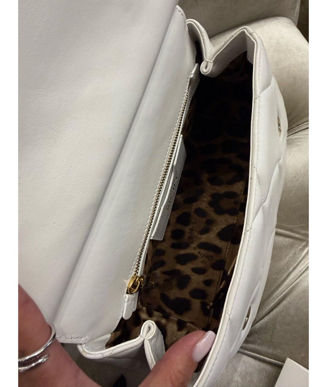 DOLCE&GABBANA Белая кожаная сумка с короткими ручками, фото 4