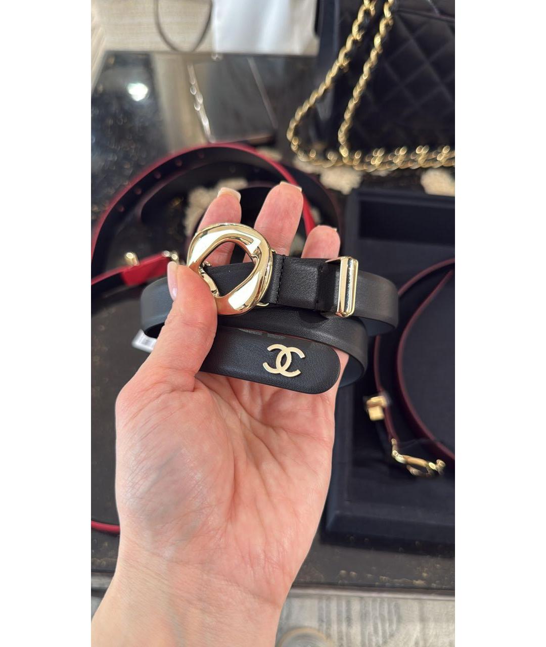 CHANEL Черный кожаный ремень, фото 2