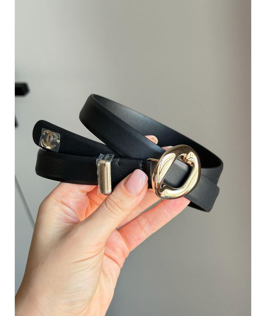 CHANEL Черный кожаный ремень, фото 4