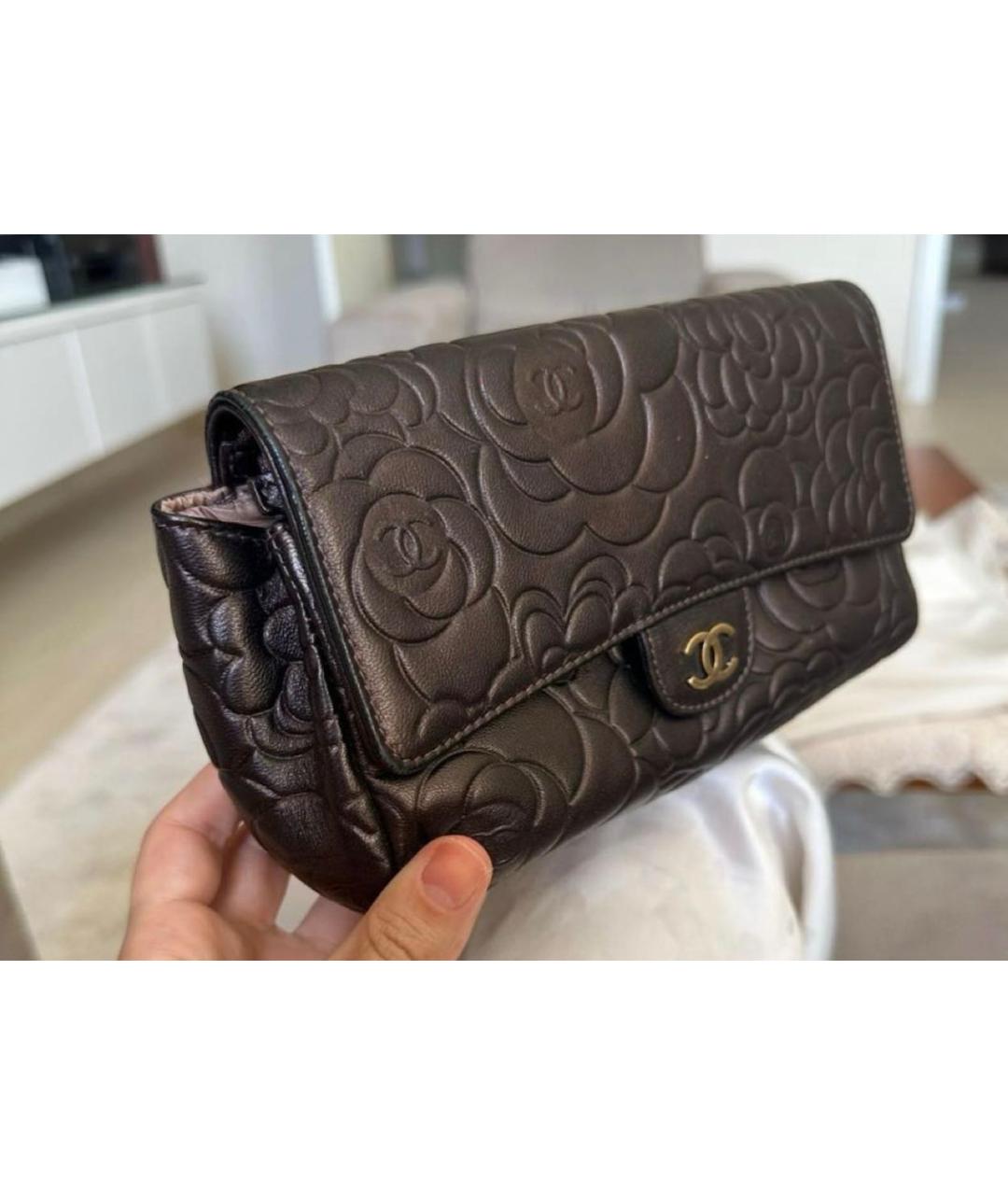 CHANEL Коричневая кожаная косметичка, фото 7