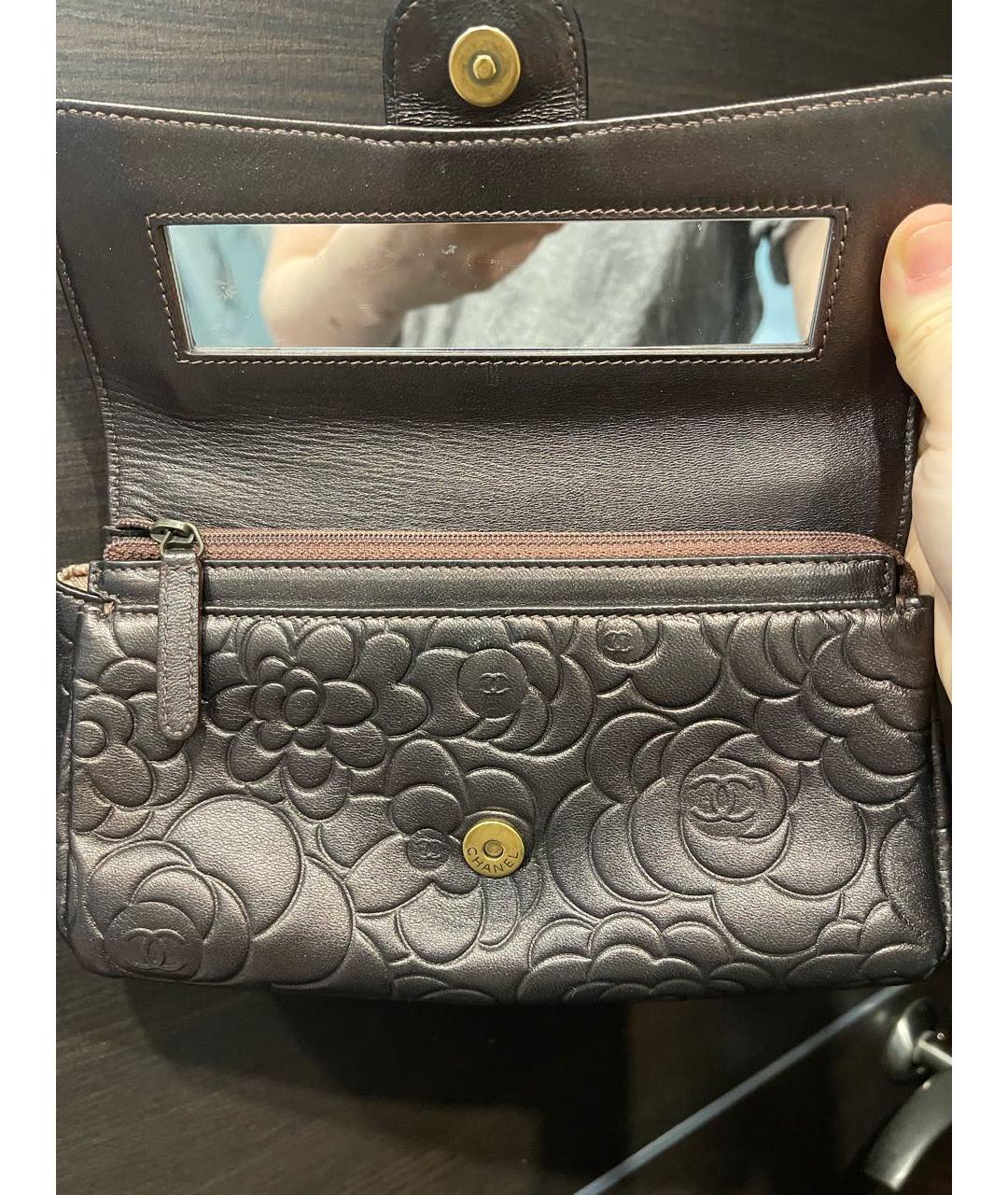 CHANEL Коричневая кожаная косметичка, фото 2