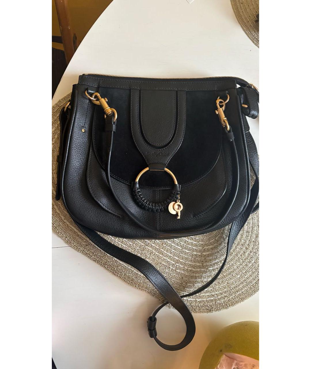SEE BY CHLOE Черная кожаная сумка через плечо, фото 5