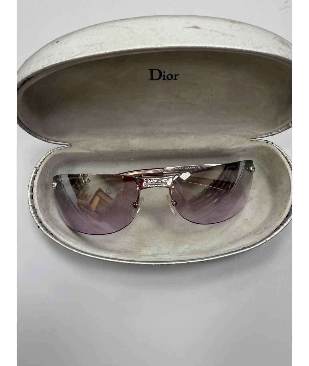 CHRISTIAN DIOR Серебряные металлические солнцезащитные очки, фото 8