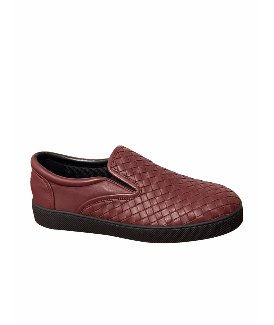 BOTTEGA VENETA Красные кожаные низкие ботинки, фото 1
