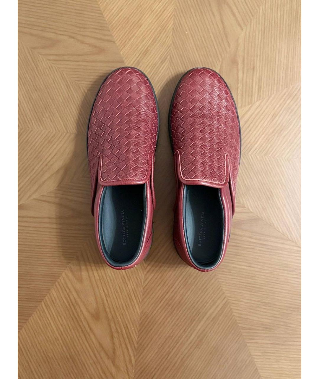BOTTEGA VENETA Красные кожаные низкие ботинки, фото 2