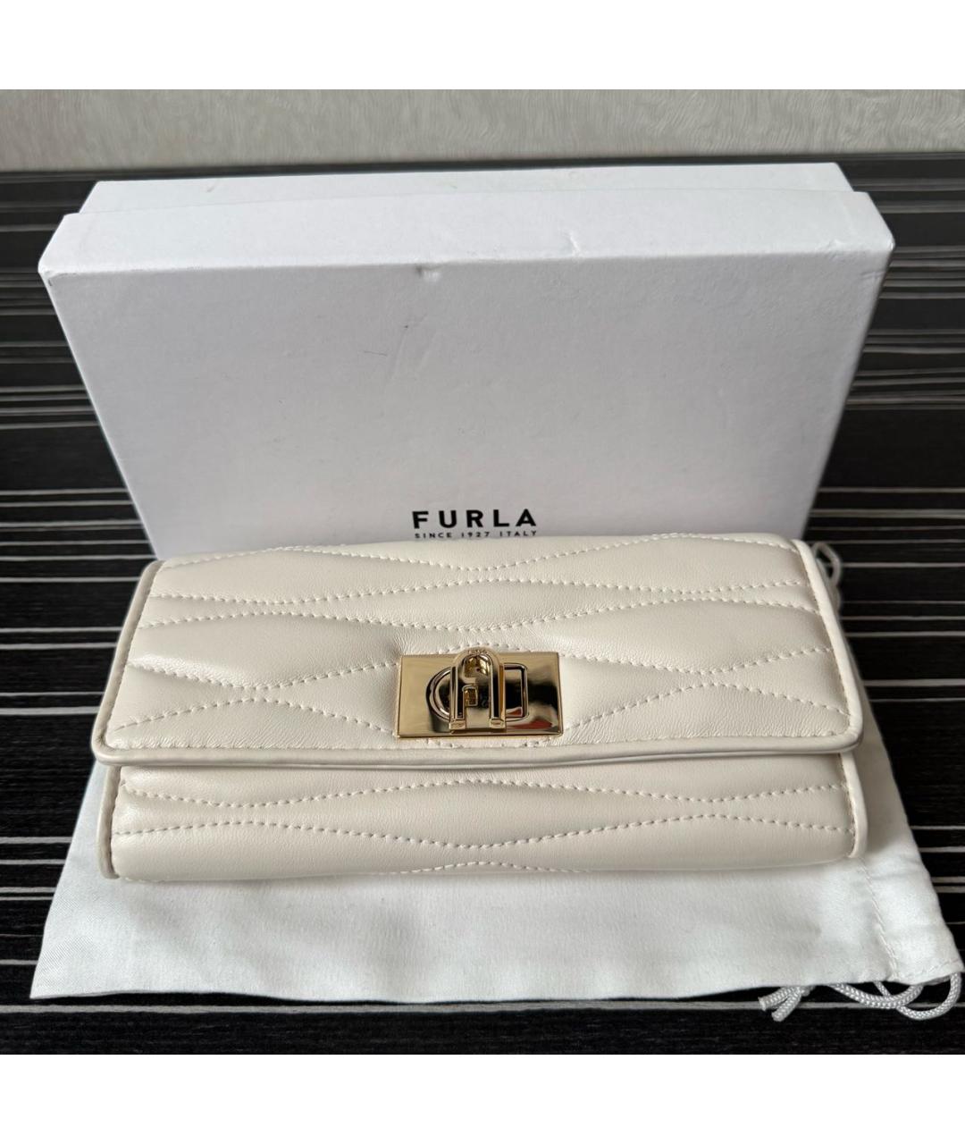 FURLA Бежевый кожаный кошелек, фото 5