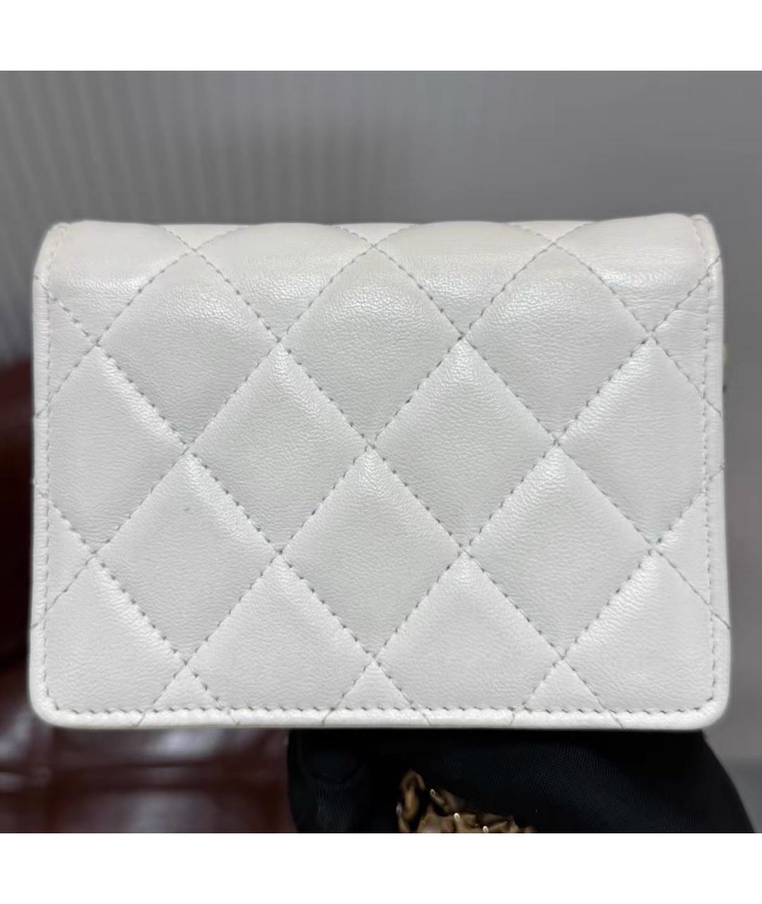 CHANEL Белая кожаная сумка через плечо, фото 4