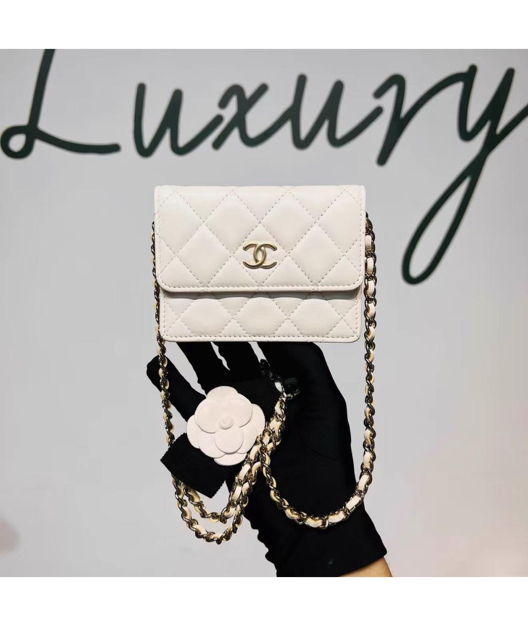 CHANEL Белая кожаная сумка через плечо, фото 9