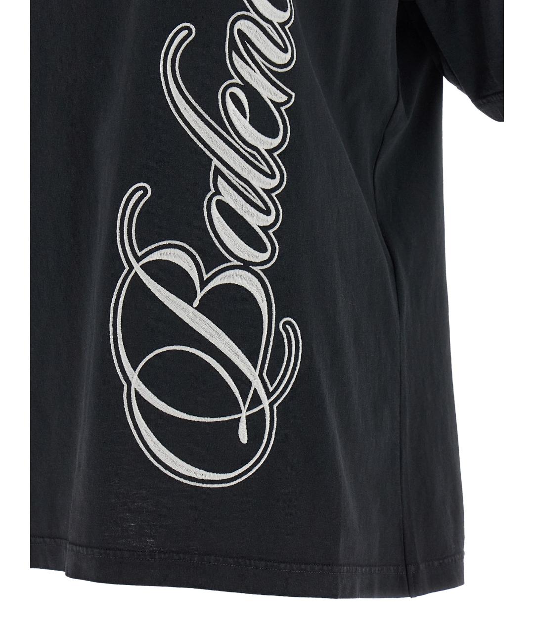 BALENCIAGA Черная хлопковая футболка, фото 4