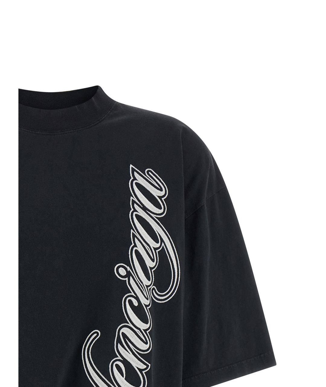BALENCIAGA Черная хлопковая футболка, фото 3
