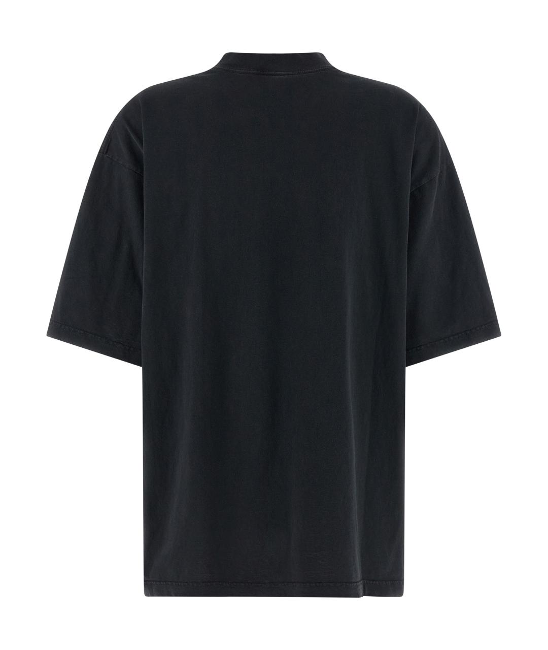 BALENCIAGA Черная хлопковая футболка, фото 2