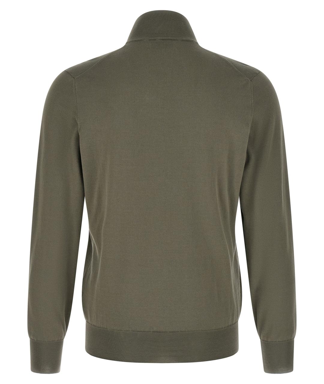 BRUNELLO CUCINELLI Зеленый хлопковый кардиган, фото 2