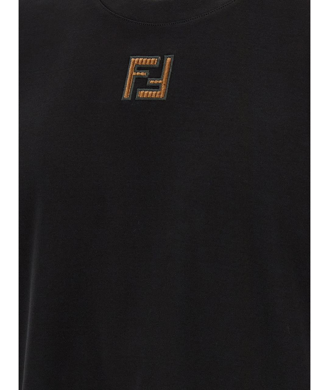 FENDI Черная хлопковая футболка, фото 4