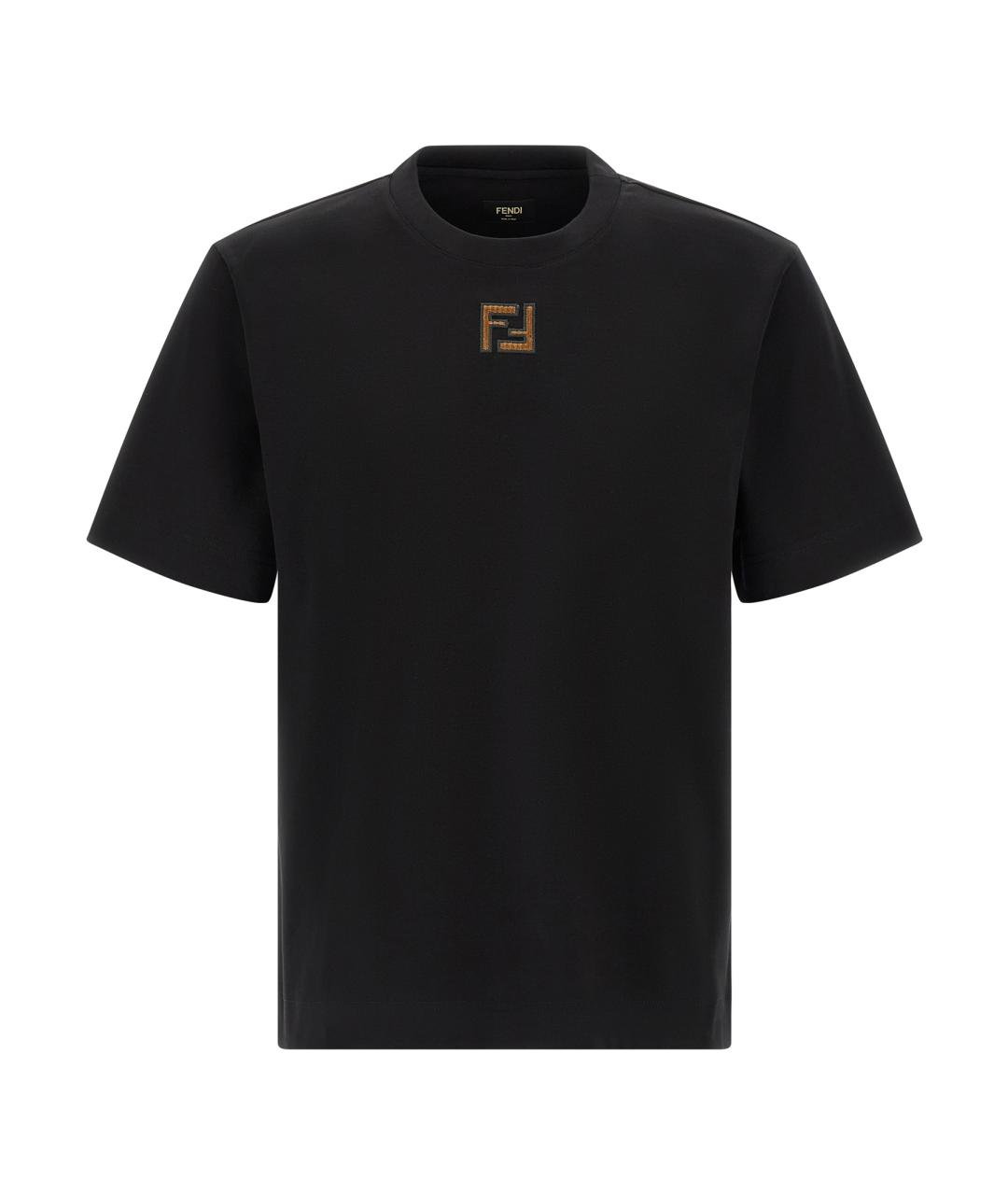 FENDI Черная хлопковая футболка, фото 1