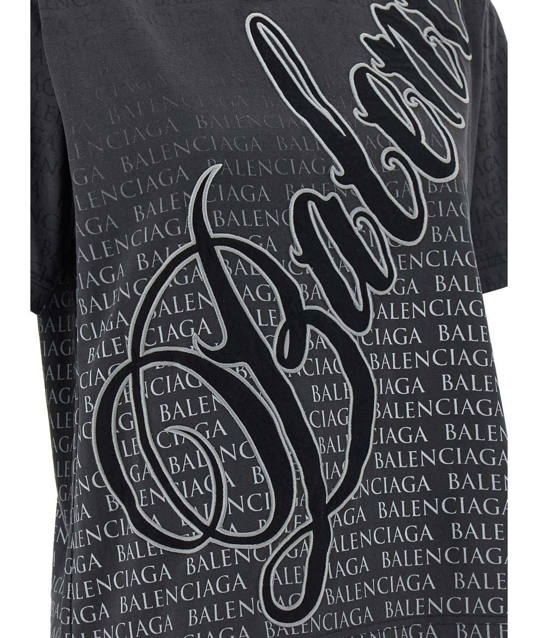 BALENCIAGA Черная хлопковая футболка, фото 4