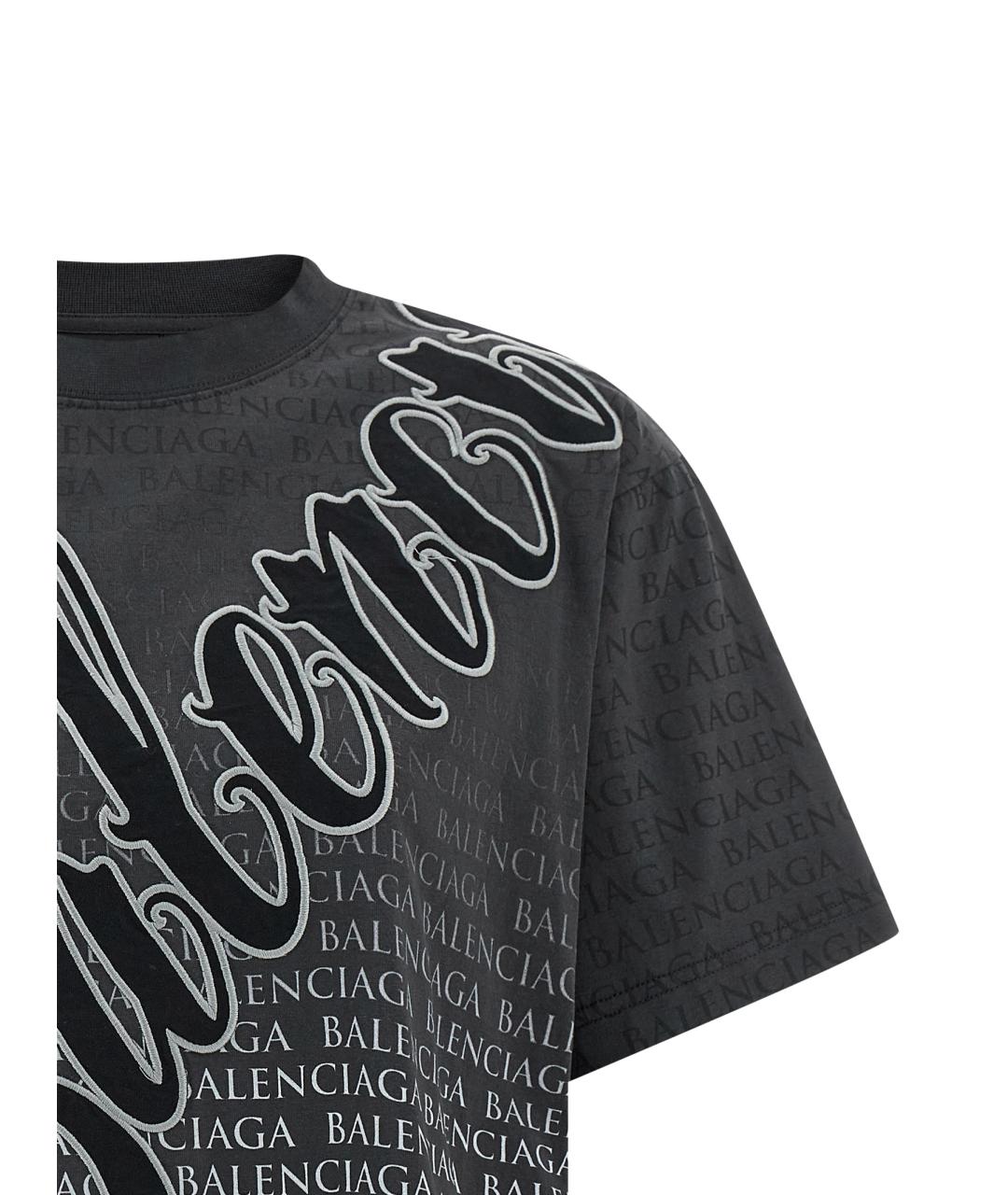 BALENCIAGA Черная хлопковая футболка, фото 3