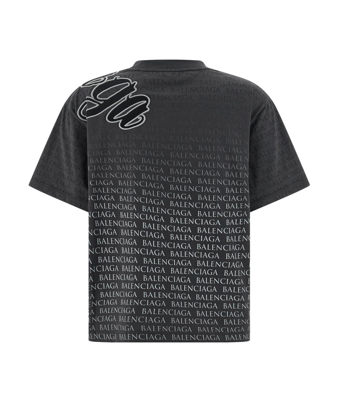 BALENCIAGA Черная хлопковая футболка, фото 2