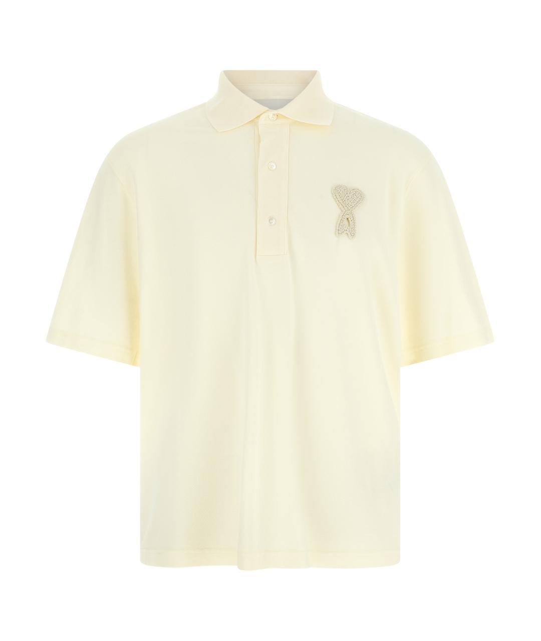 Ami Paris Бежевое хлопковое поло с коротким рукавом, фото 1