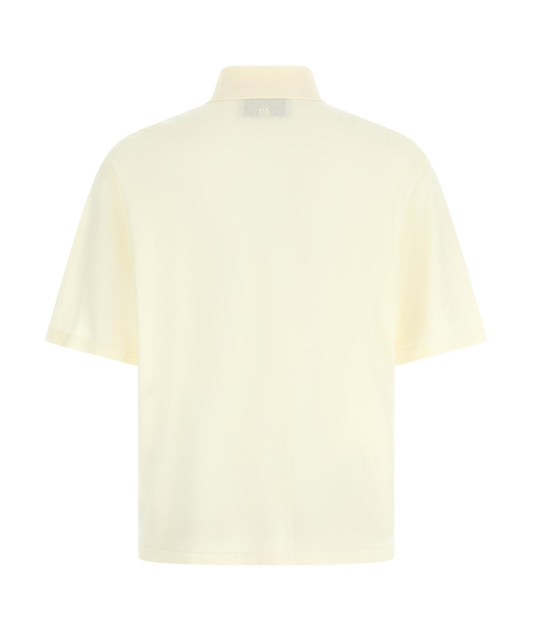Ami Paris Бежевое хлопковое поло с коротким рукавом, фото 2
