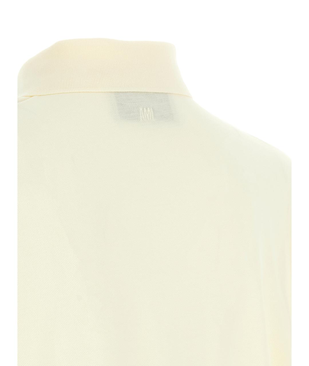 Ami Paris Бежевое хлопковое поло с коротким рукавом, фото 4