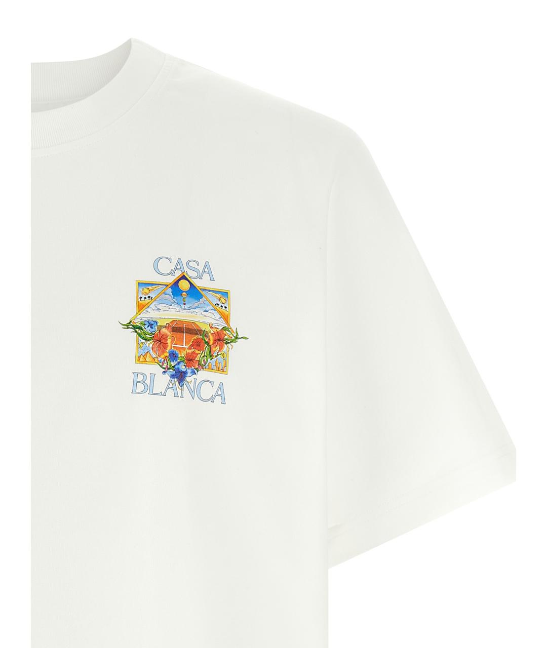 CASABLANCA Белая хлопковая футболка, фото 3