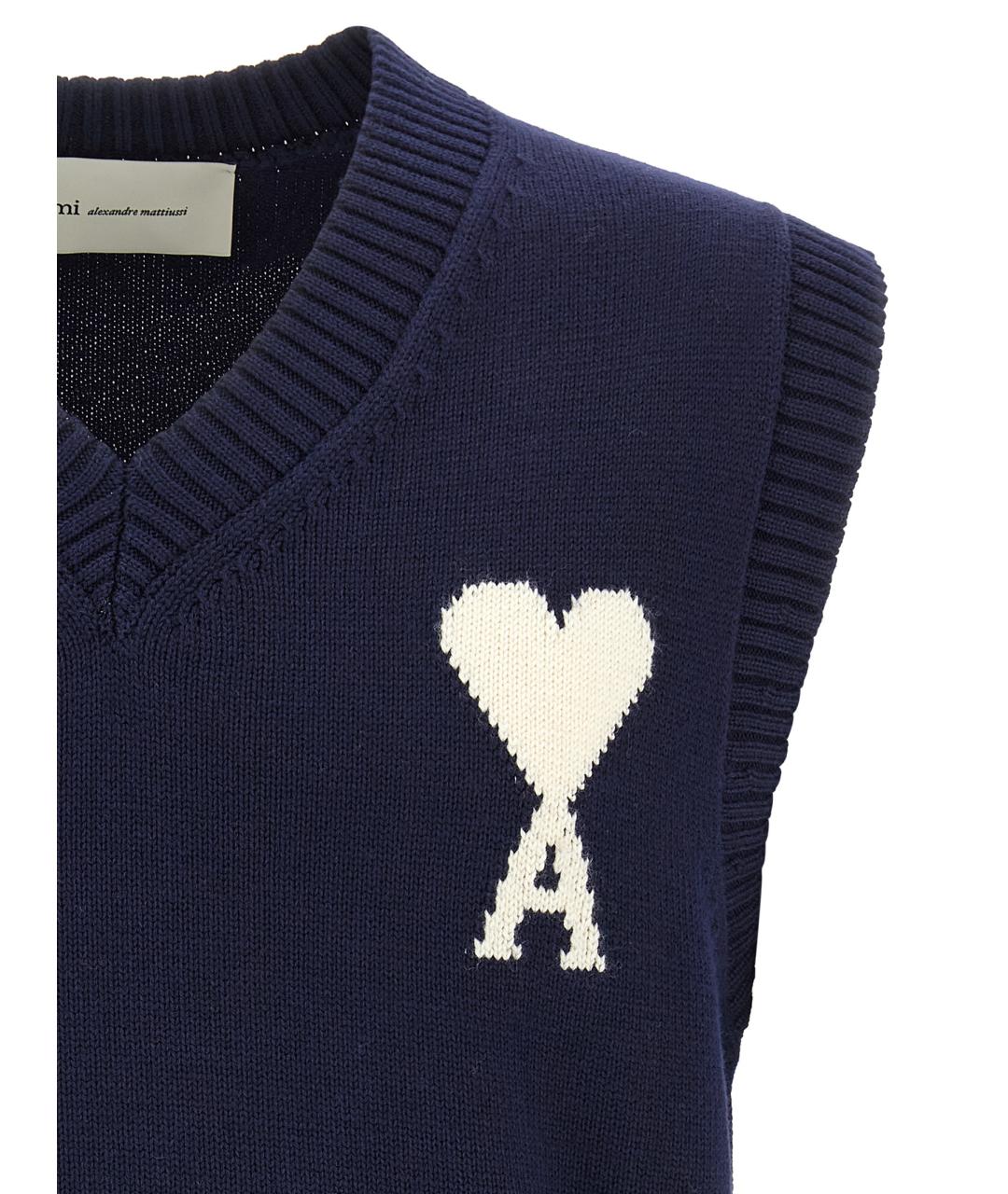 Ami Paris Темно-синяя шерстяная жилетка, фото 3