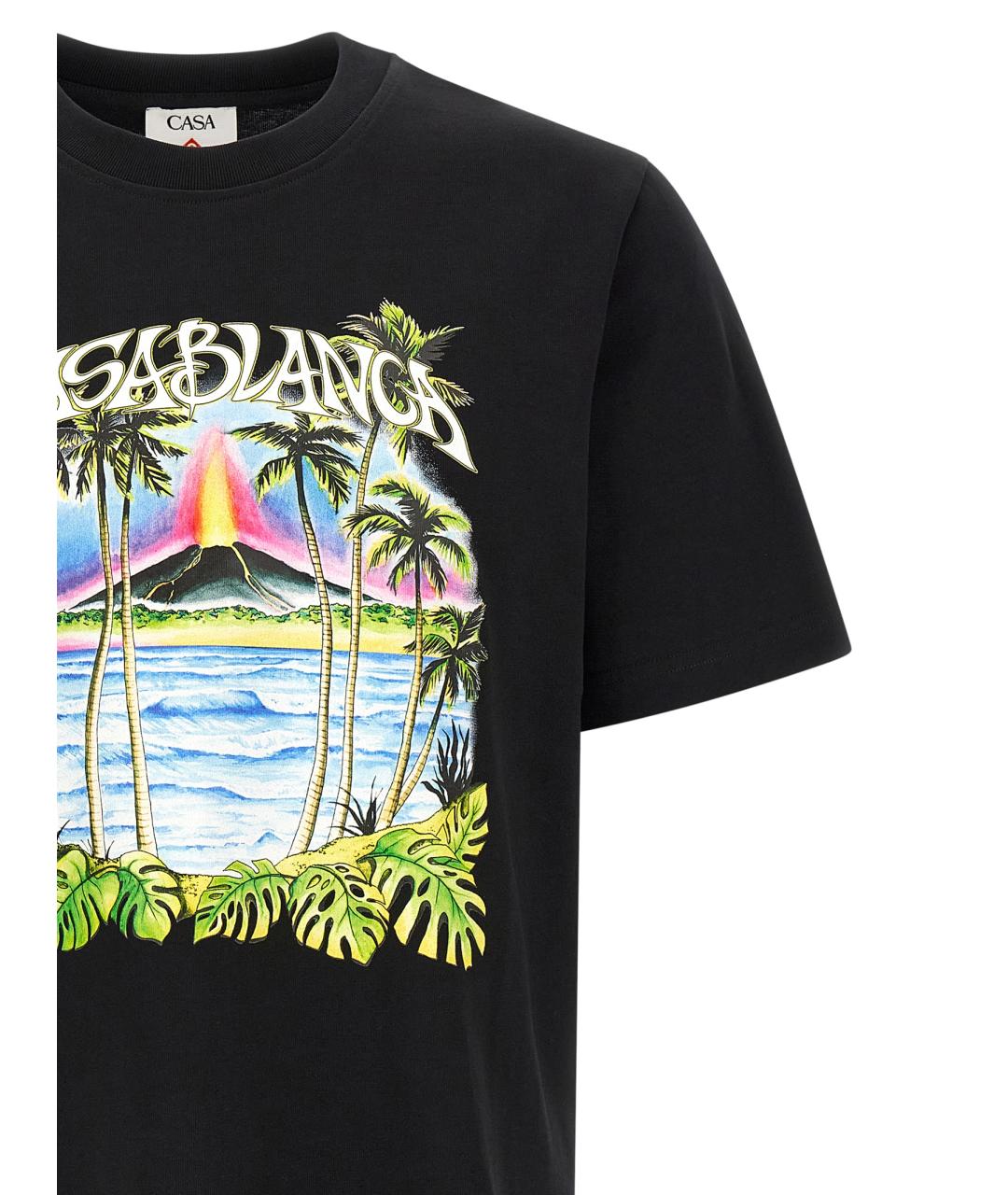 CASABLANCA Черная хлопковая футболка, фото 3