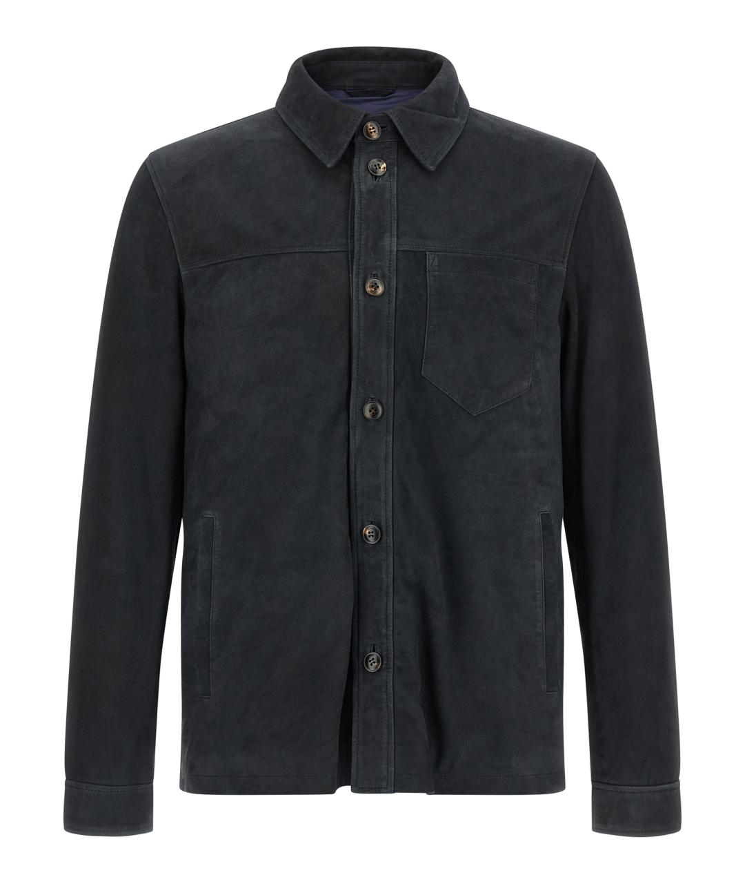 PAL ZILERI Темно-синяя замшевая куртка, фото 1