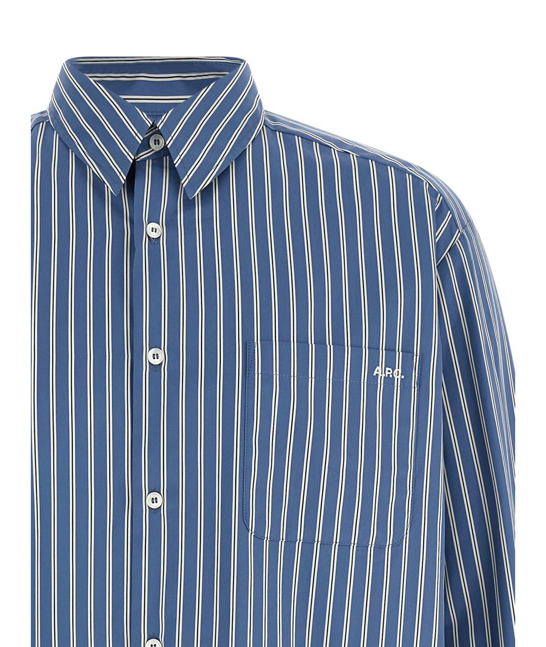 A.P.C. Синяя хлопковая кэжуал рубашка, фото 3