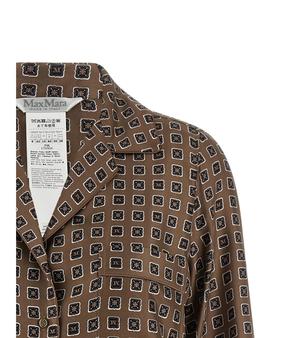 MAX MARA Коричневая шелковая блузы, фото 3