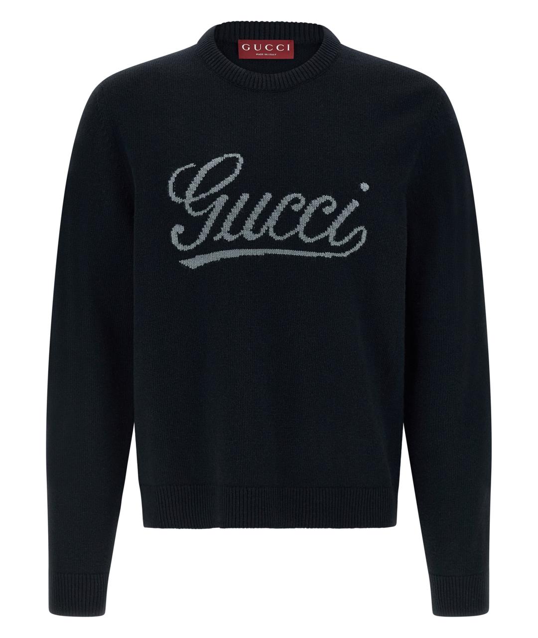 GUCCI Темно-синий шерстяной джемпер / свитер, фото 1