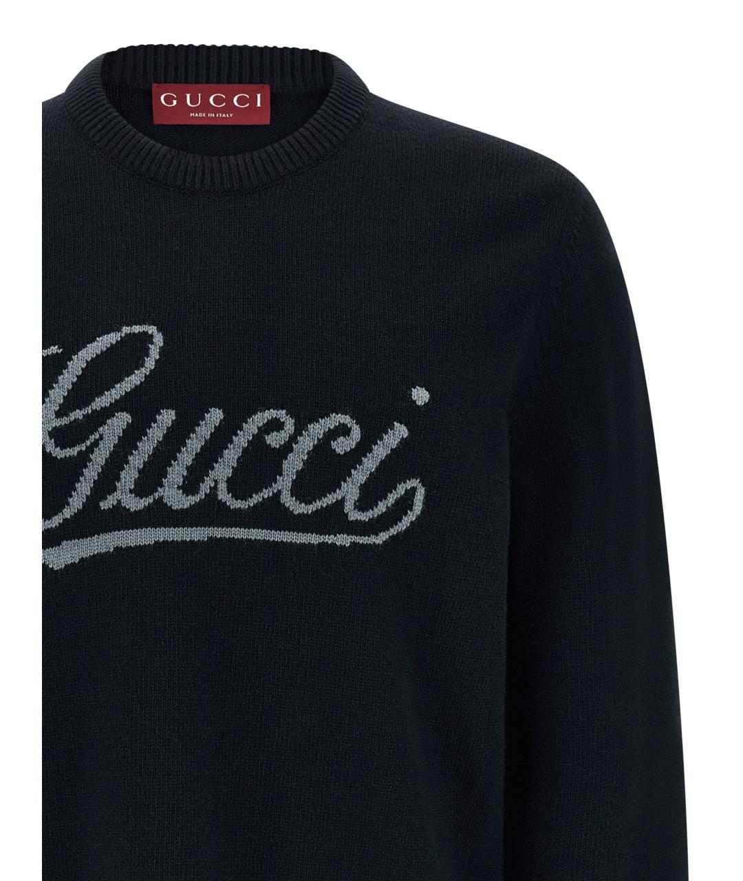 GUCCI Темно-синий шерстяной джемпер / свитер, фото 3