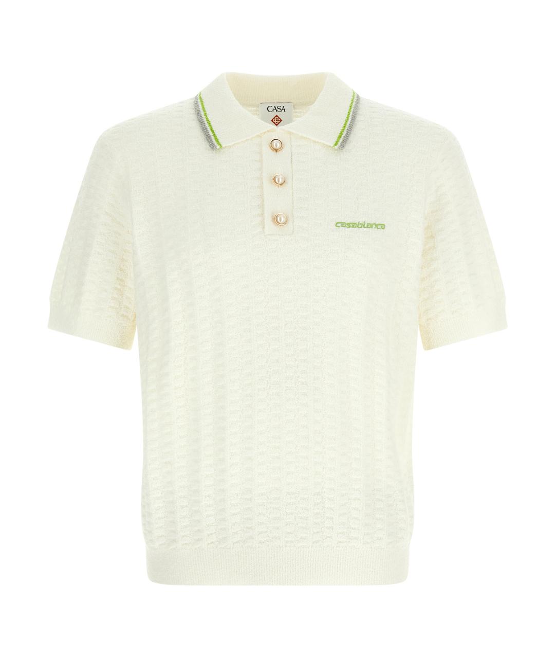 CASABLANCA Белое хлопковое поло с коротким рукавом, фото 1