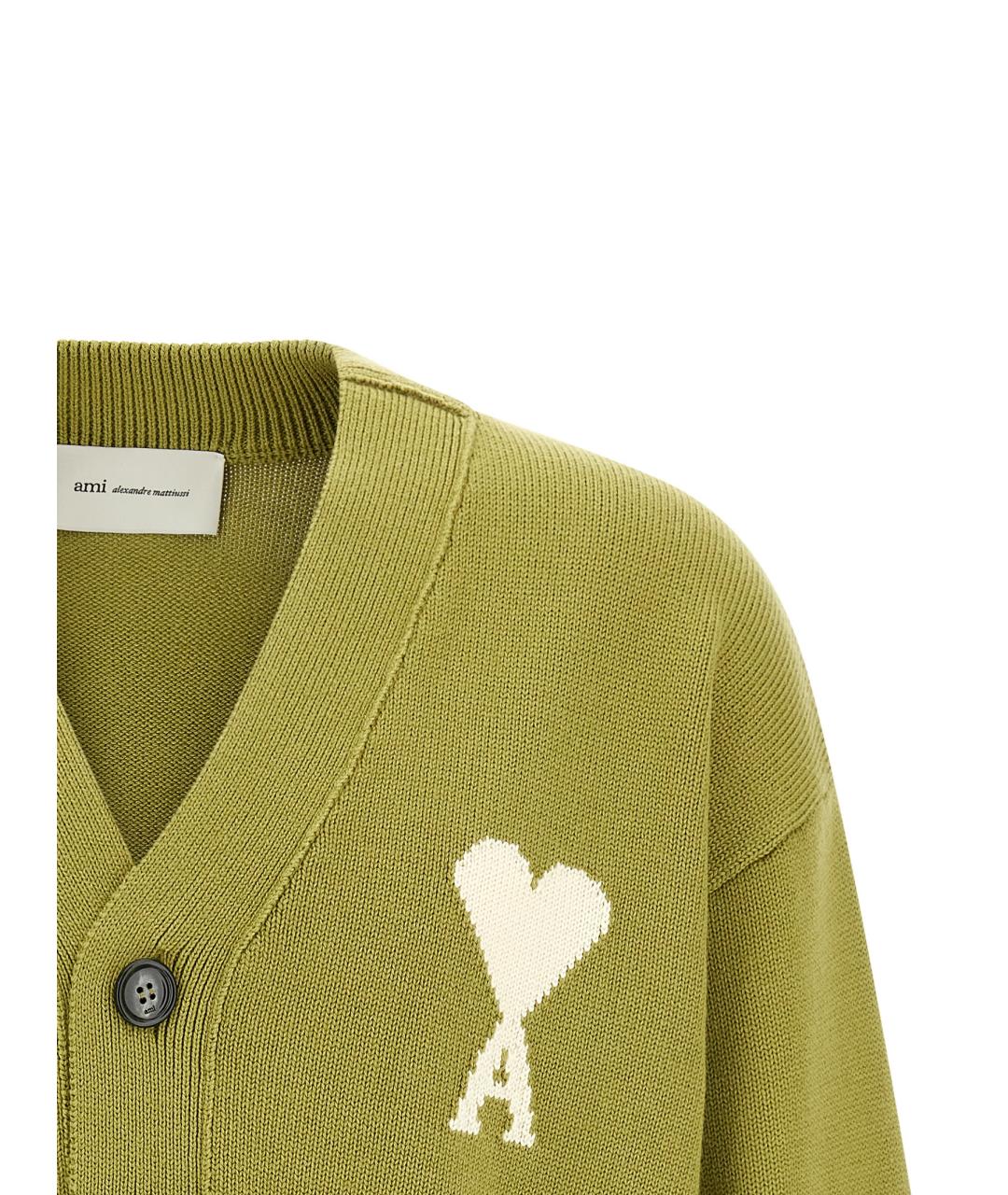 Ami Paris Зеленый шерстяной кардиган, фото 3