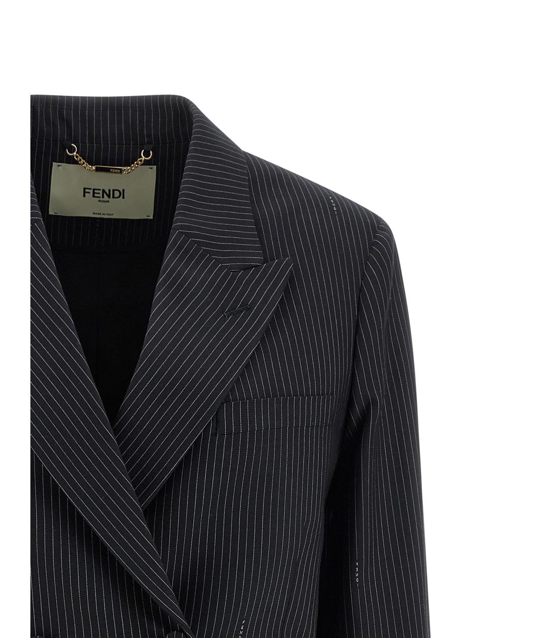FENDI Темно-синий шерстяной жакет/пиджак, фото 3