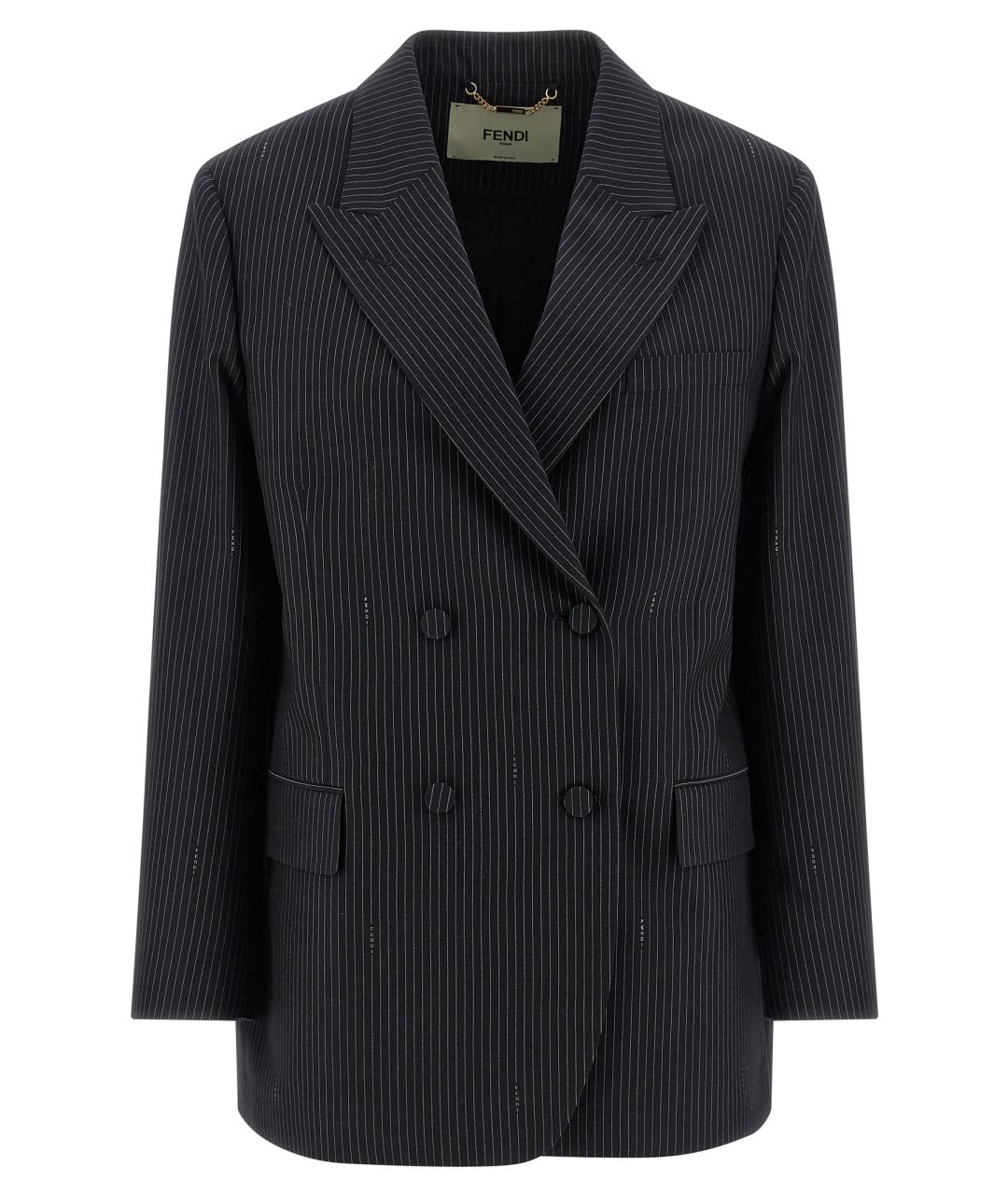 FENDI Темно-синий шерстяной жакет/пиджак, фото 1