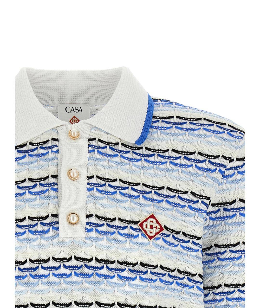 CASABLANCA Синее хлопковое поло с длинным рукавом, фото 3