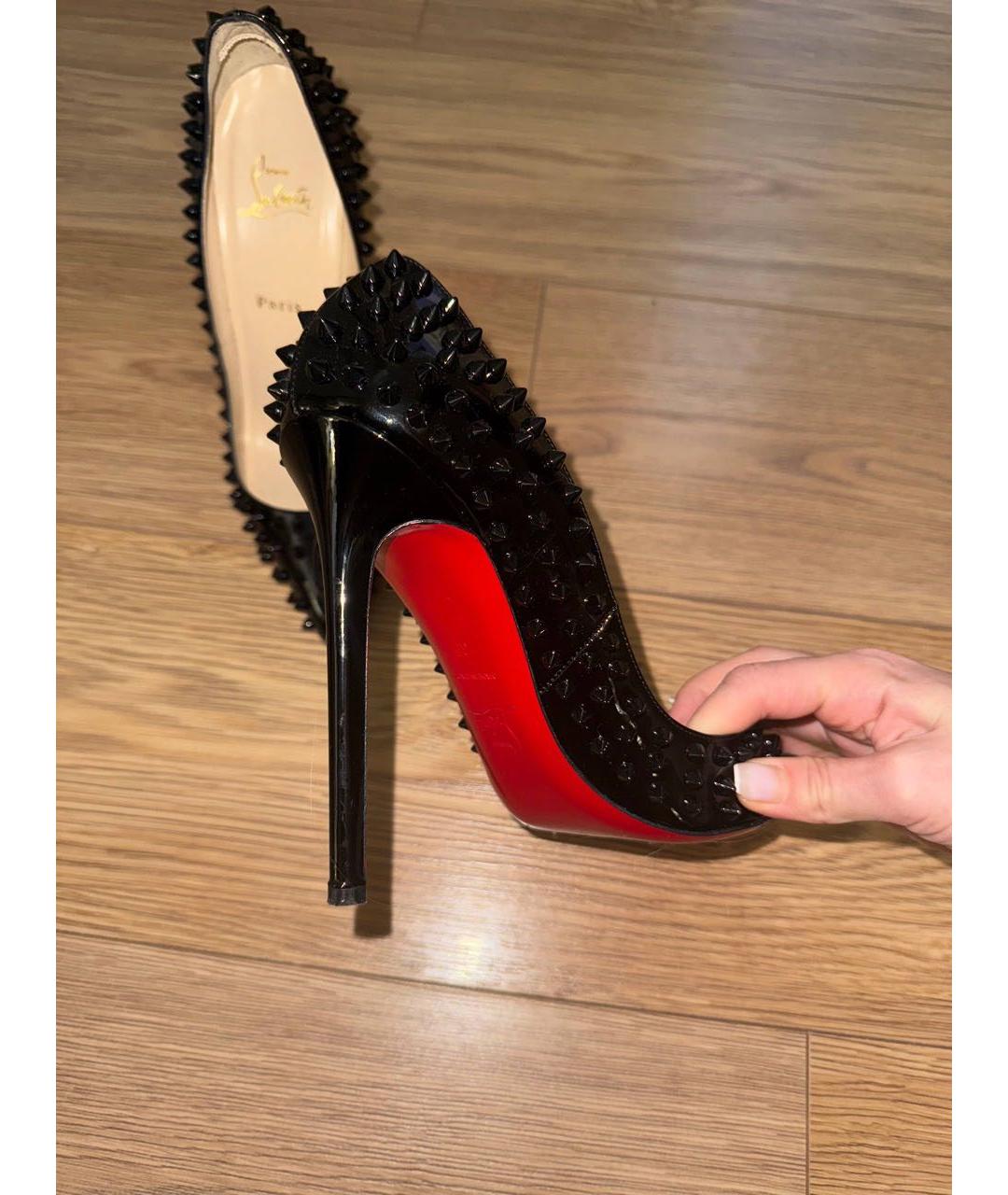 CHRISTIAN LOUBOUTIN Черные кожаные туфли, фото 3