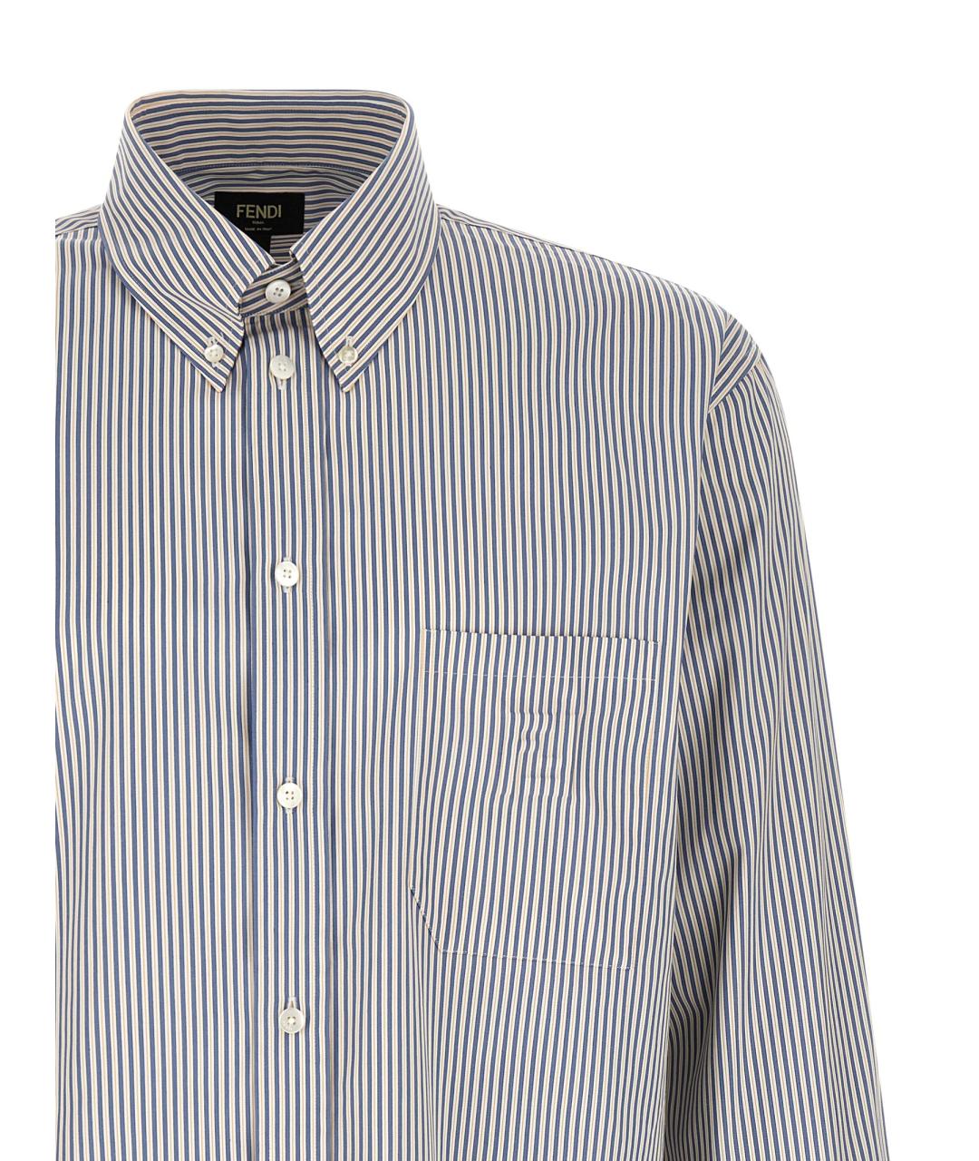 FENDI Синяя хлопковая кэжуал рубашка, фото 3