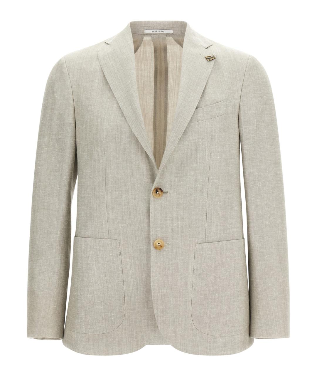 PAL ZILERI Серый шерстяной пиджак, фото 1