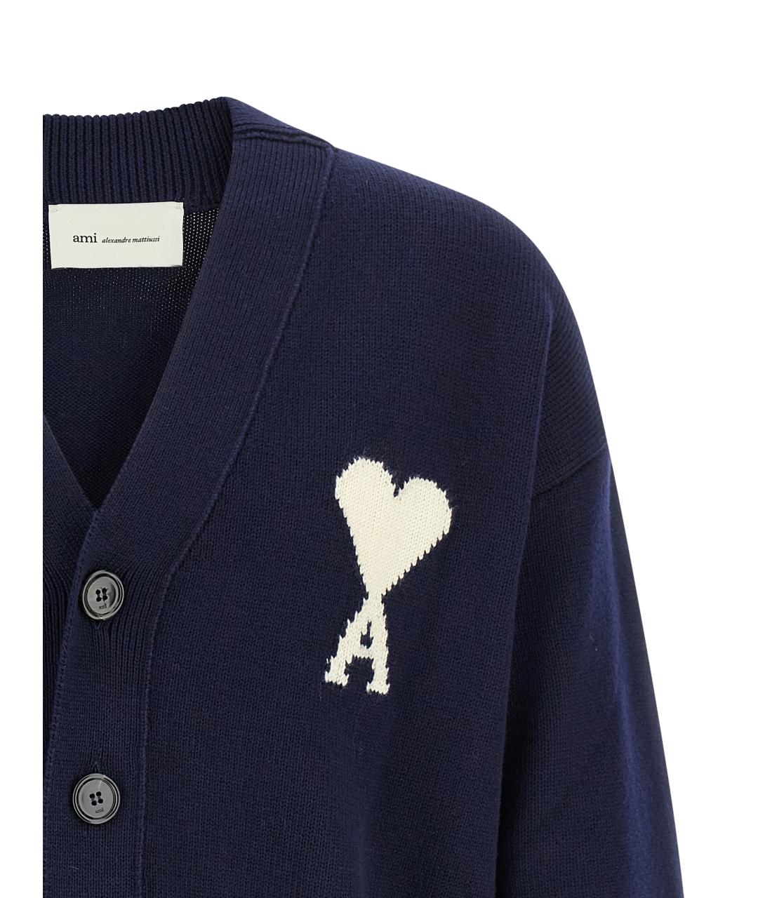 Ami Paris Синий шерстяной кардиган, фото 3