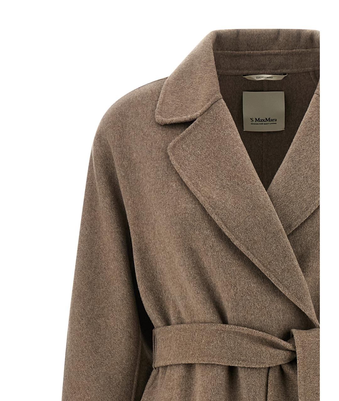 'S MAX MARA Коричневое шерстяное пальто, фото 3