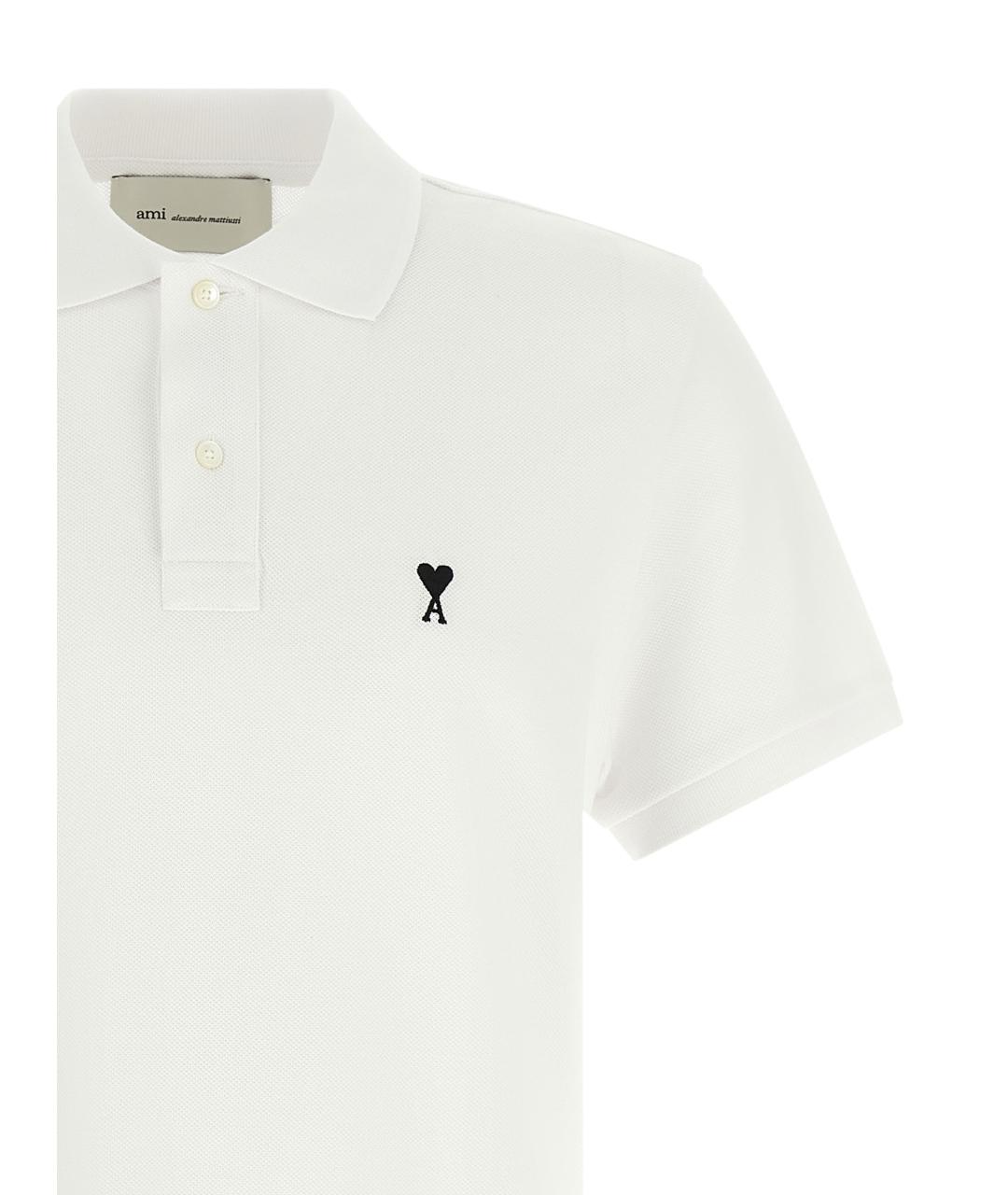 Ami Paris Белое хлопковое поло с коротким рукавом, фото 3